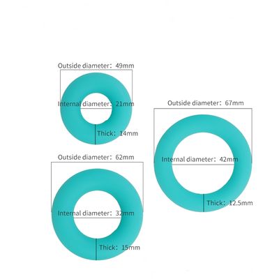 Aqua Blue Plump Silicone Triple Cock Ring Set