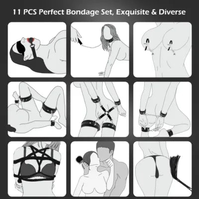 Black 11 Piece BDSM Bondage Kit