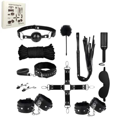 Black 11 Piece BDSM Bondage Kit