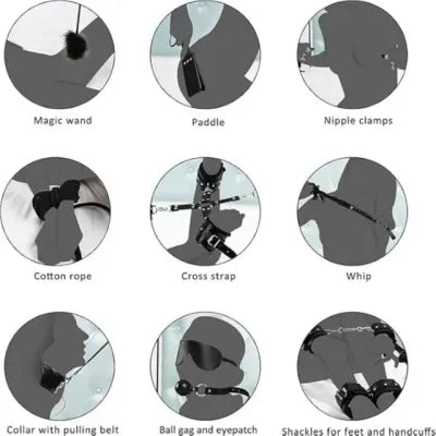 Black 11 Piece BDSM Bondage Kit