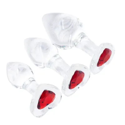 Glass Heart Jewel Butt Plug Anal Sex Toy