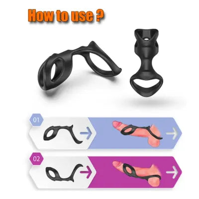 Black Dual Loop Silicone Cock Ring