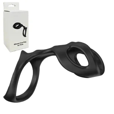 Black Dual Loop Silicone Cock Ring