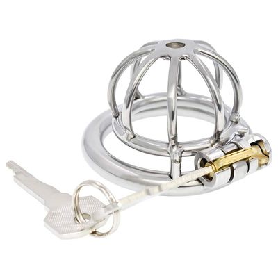 Stainless Steel Chastity Cage Stealth lock Curved Ring
