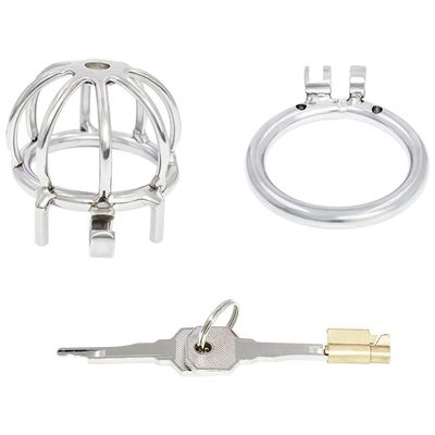 Stainless Steel Chastity Cage Stealth lock Curved Ring