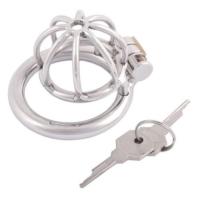 Stainless Steel Chastity Cage Stealth lock Curved Ring
