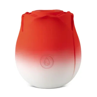 Silicone Red & White Clitoral Sucking Rose Vibrator