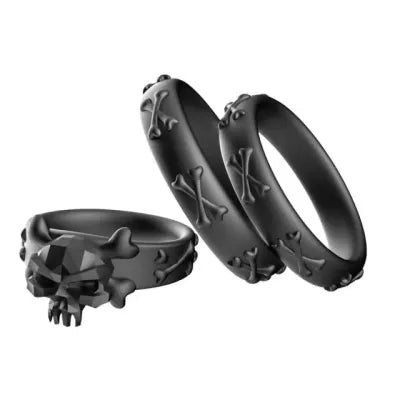 Black Skull Cock Ring Set