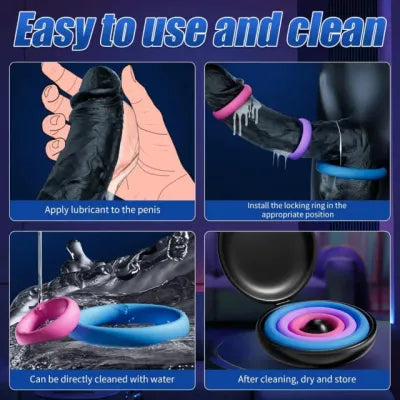 Multicolor 3-Piece Silicone Cock Ring Set
