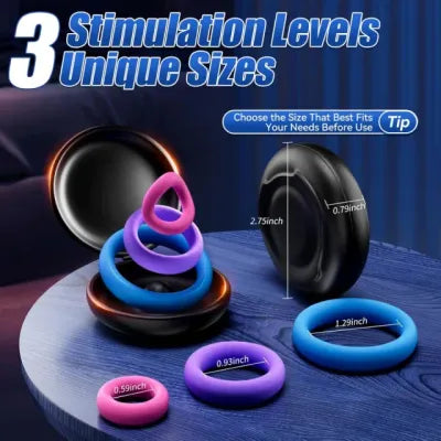 Multicolor 3-Piece Silicone Cock Ring Set