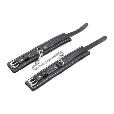 Genuine Leather Padded Cuffs with Shackle Restraints